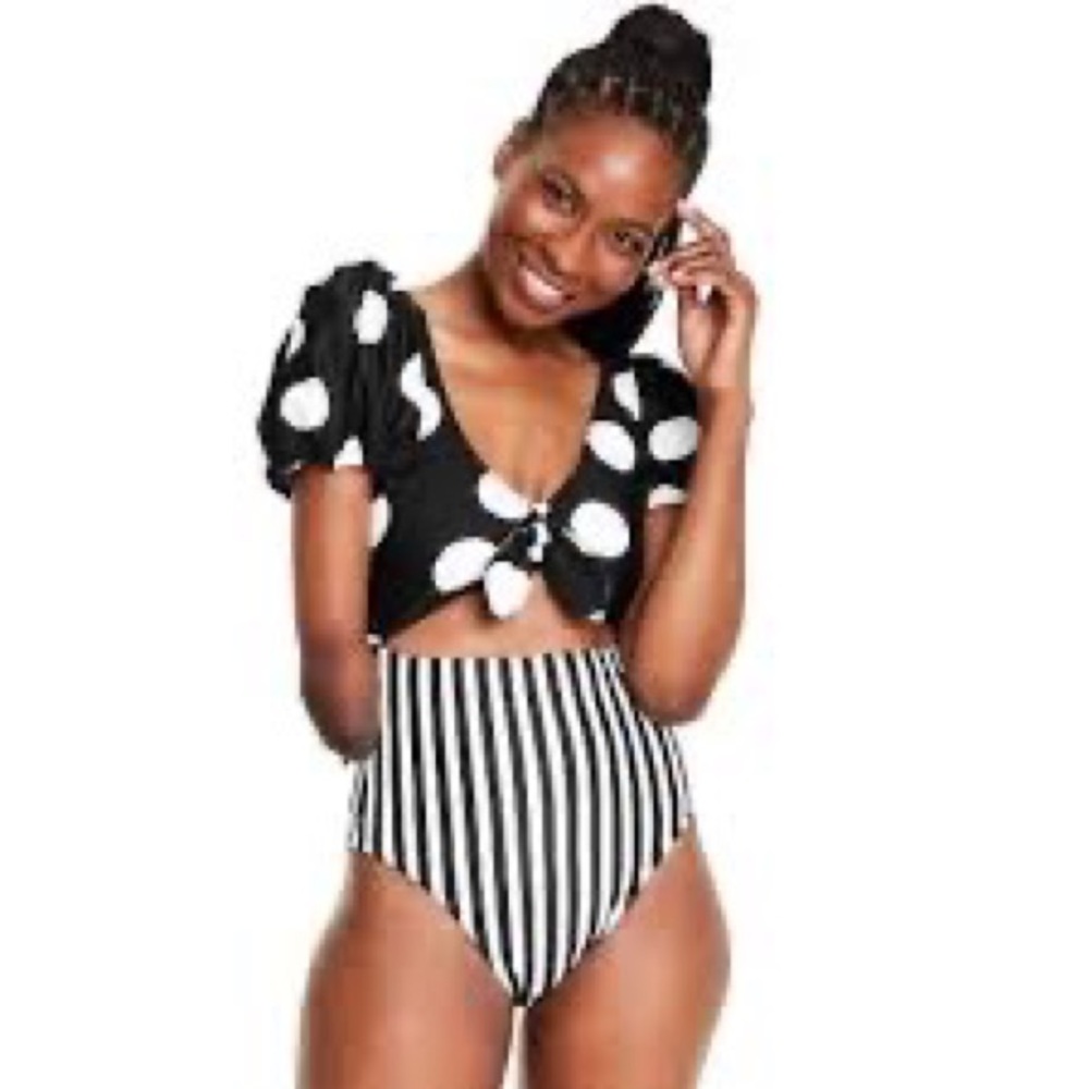 NWT Tabitha brown polka dot stripe one piece swimsuit for women size medium